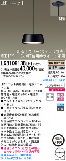 Panasonic LEDڥȥ饤 LGB10813BLG1 ᥤ̿