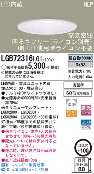 Panasonic LED饤 LGB72316LG1 ᥤ̿