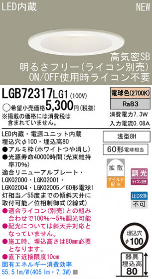 Panasonic LED饤 LGB72317LG1 ᥤ̿
