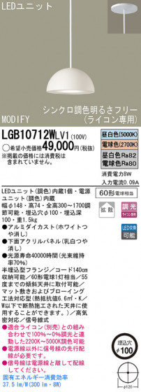 Panasonic LED ڥ LGB10712WLV1 ᥤ̿