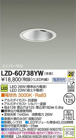 DAIKO ŵ LED˥С饤 LZD-60738YW ʼ̿