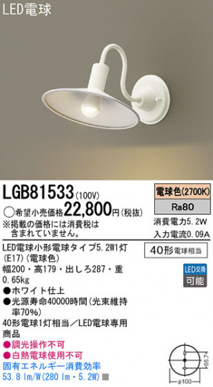 Panasonic LED ֥饱å LGB81533 ᥤ̿