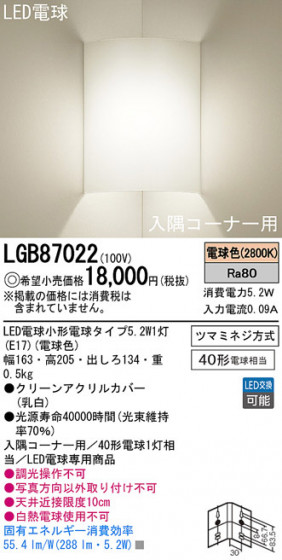 Panasonic LED ֥饱å LGB87022 ᥤ̿