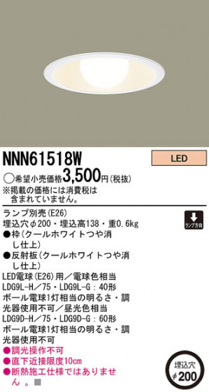 Panasonic LED 饤 NNN61518W ᥤ̿