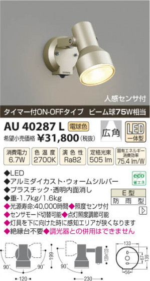 ߾ KOIZUMI ȥɥݥåȥ饤 LED AU40287L β