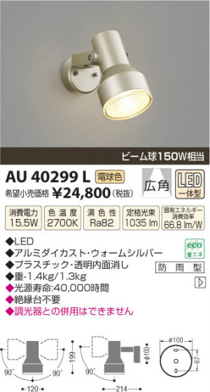 ߾ KOIZUMI ȥɥݥåȥ饤 LED AU40299L β