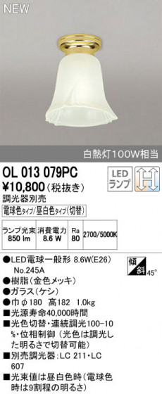 ODELIC ǥå 󥰥饤 OL013079PC ñʲ