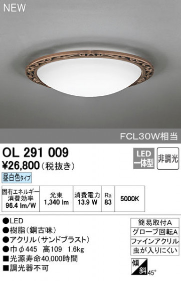 ODELIC ǥå 󥰥饤 OL291009 ñʲ