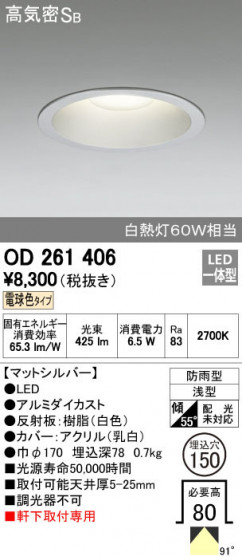 ODELIC ǥå ƥꥢ饤 OD261406 ñʲ