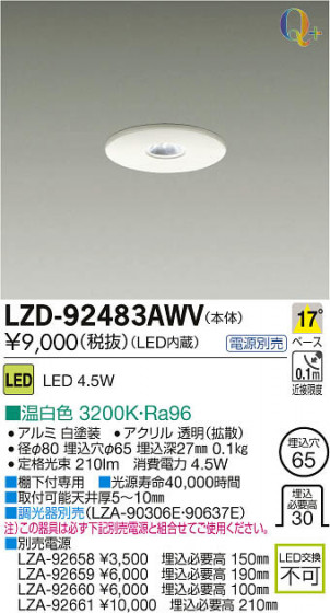 ʼ̿DAIKO ŵ LED饤 LZD-92483AWV