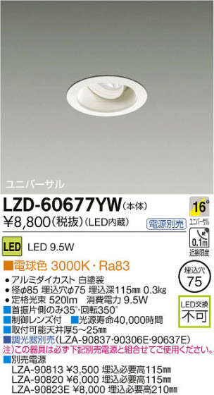 ʼ̿DAIKO ŵ LED˥С饤 LZD-60677YW