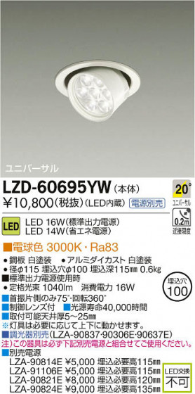 ʼ̿DAIKO ŵ LED˥С饤 LZD-60695YW