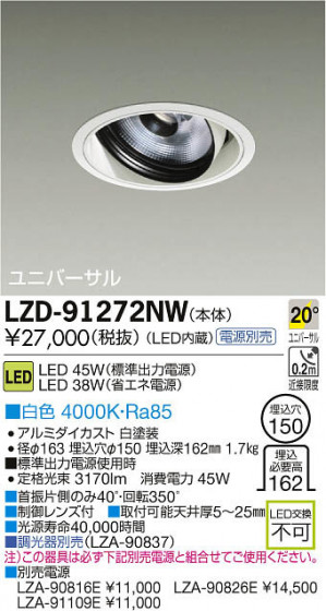 ʼ̿DAIKO ŵ LED˥С饤 LZD-91272NW