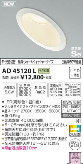 ߾ KOIZUMI ⵤ̩饤 LEDŵ忧򿧡 AD45120L ᥤ̿