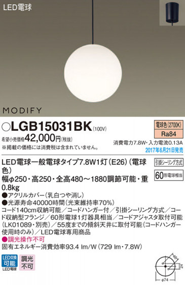 Panasonic LED ڥȥ饤 LGB15031BK ᥤ̿