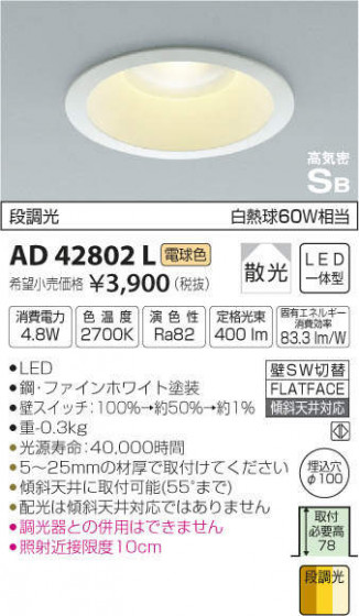 ߾ KOIZUMI LED ⵤ̩饤 AD42802L ᥤ̿