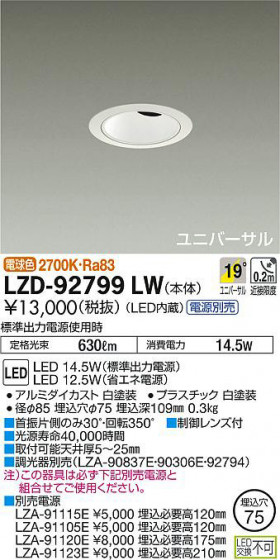ʼ̿DAIKO ŵ ˥С饤 LZD-92799LW