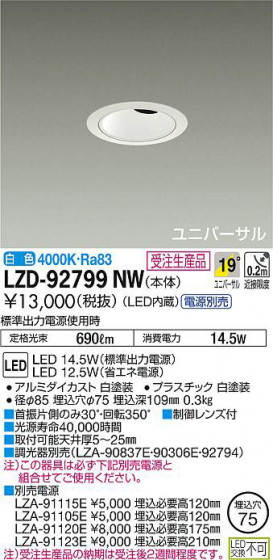 ʼ̿DAIKO ŵ ˥С饤 LZD-92799NW