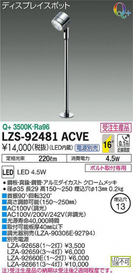 ʼ̿DAIKO ŵ ݥåȥ饤 LZS-92481ACVE