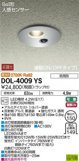 DAIKO ŵ ʹ󥵡ո饤 DOL-4009YS ᥤ̿