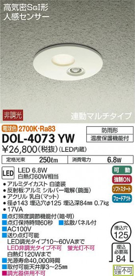 DAIKO ŵ ʹ󥵡ո饤 DOL-4073YW ᥤ̿