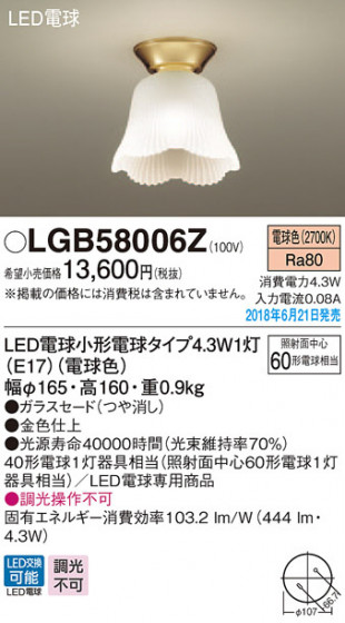 Panasonic 󥰥饤 LGB58006Z ᥤ̿