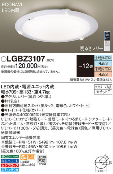 Panasonic 󥰥饤 LGBZ3107 ᥤ̿