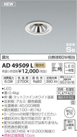 ߾ KOIZUMI ⵤ̩饤 AD49509L ᥤ̿