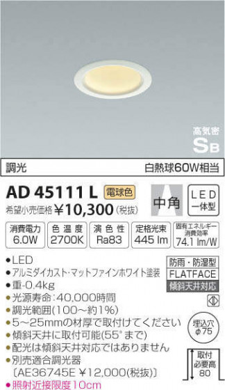 ߾ KOIZUMI ⵤ̩饤 AD45111L ᥤ̿