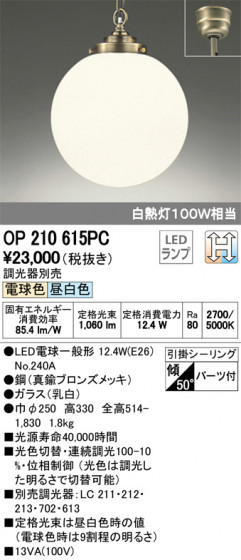 ODELIC ǥå ڥȥ饤 OP210615PC ᥤ̿