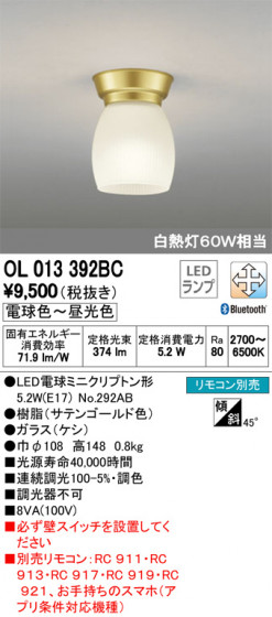 ODELIC ǥå 󥰥饤 OL013392BC ᥤ̿