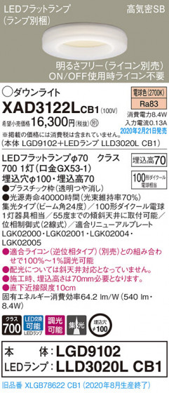 Panasonic 饤 XAD3122LCB1 ᥤ̿