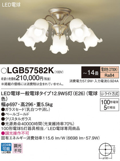 Panasonic ǥꥢ LGB57582K ᥤ̿