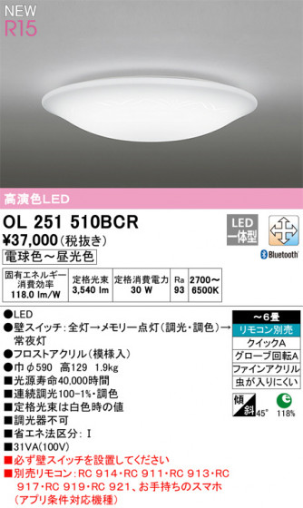 ODELIC ǥå 󥰥饤 OL251510BCR ᥤ̿