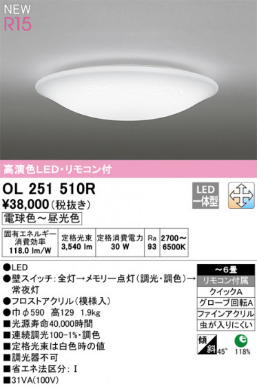 ODELIC ǥå 󥰥饤 OL251510R ᥤ̿