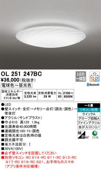 ODELIC ǥå 󥰥饤 OL251247BC ᥤ̿