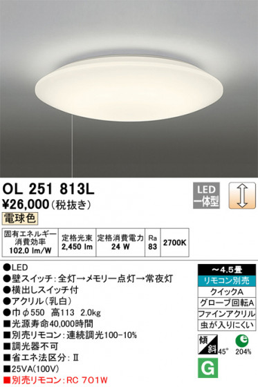 ODELIC ǥå 󥰥饤 OL251813L ᥤ̿