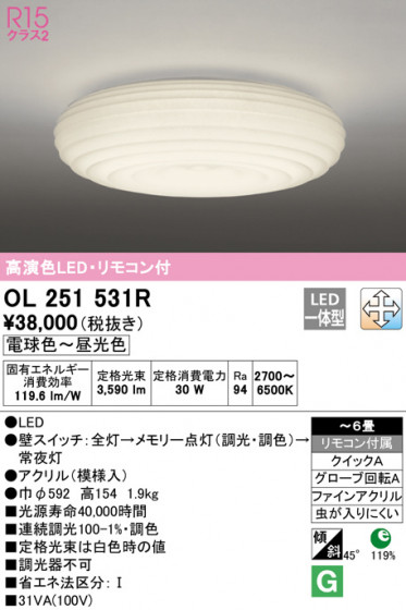 ODELIC ǥå 󥰥饤 OL251531R ᥤ̿