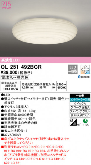 ODELIC ǥå 󥰥饤 OL251492BCR ᥤ̿