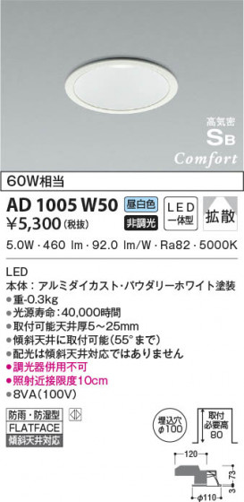 β|KOIZUMI ߾ ⵤ̩SB饤 AD1005W50