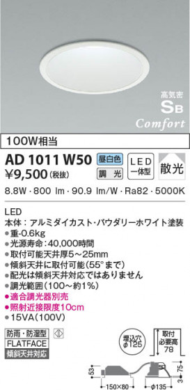 β|KOIZUMI ߾ ⵤ̩SB饤 AD1011W50