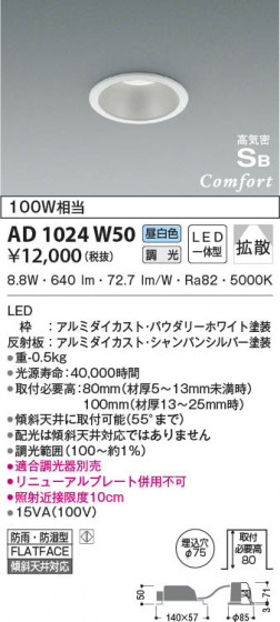 β|KOIZUMI ߾ ⵤ̩SB饤 AD1024W50