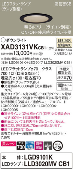 Panasonic 饤 XAD3131VKCB1 ᥤ̿