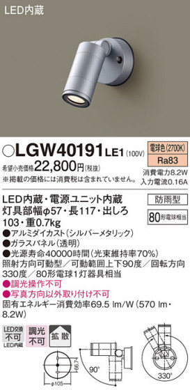 Panasonic ƥꥢݥåȥ饤 LGW40191LE1 ᥤ̿
