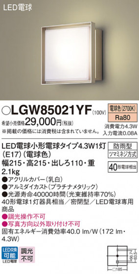 Panasonic ƥꥢ饤 LGW85021YF ᥤ̿