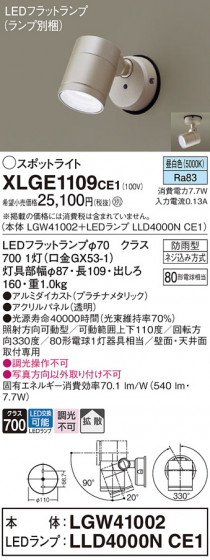 Panasonic ƥꥢݥåȥ饤 XLGE1109CE1 ᥤ̿