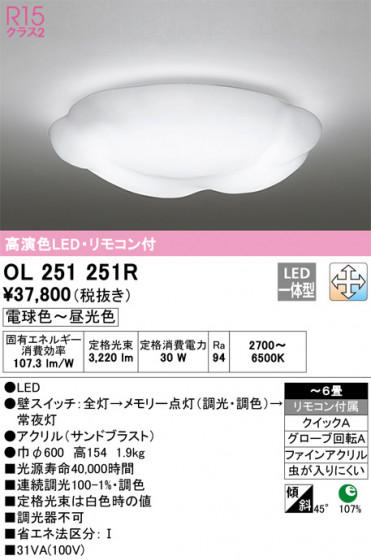 ODELIC ǥå 󥰥饤 OL251251R ᥤ̿