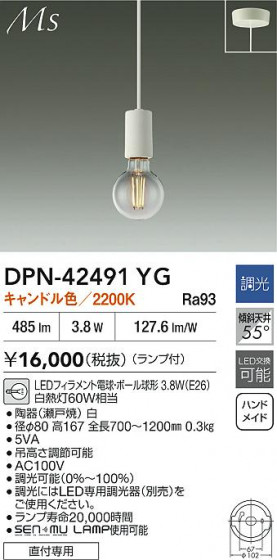 ʼ̿ | DAIKO ŵ LEDڥ DPN-42491YG