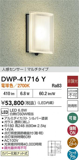 ʼ̿|DAIKO ŵ LEDʹ󥵡եȥɥ饤 DWP-41716Y