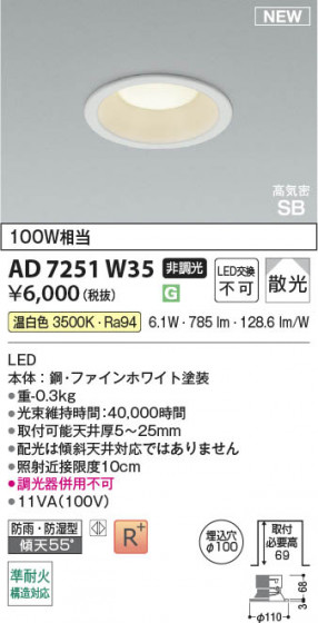β Koizumi ߾ LEDⵤ̩SB饤 AD7251W35